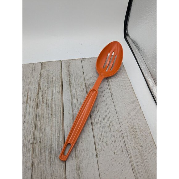Ekco Slotted Serving Spoon Orange Nylon Plastic 11" Vintage - Picture 1 of 8